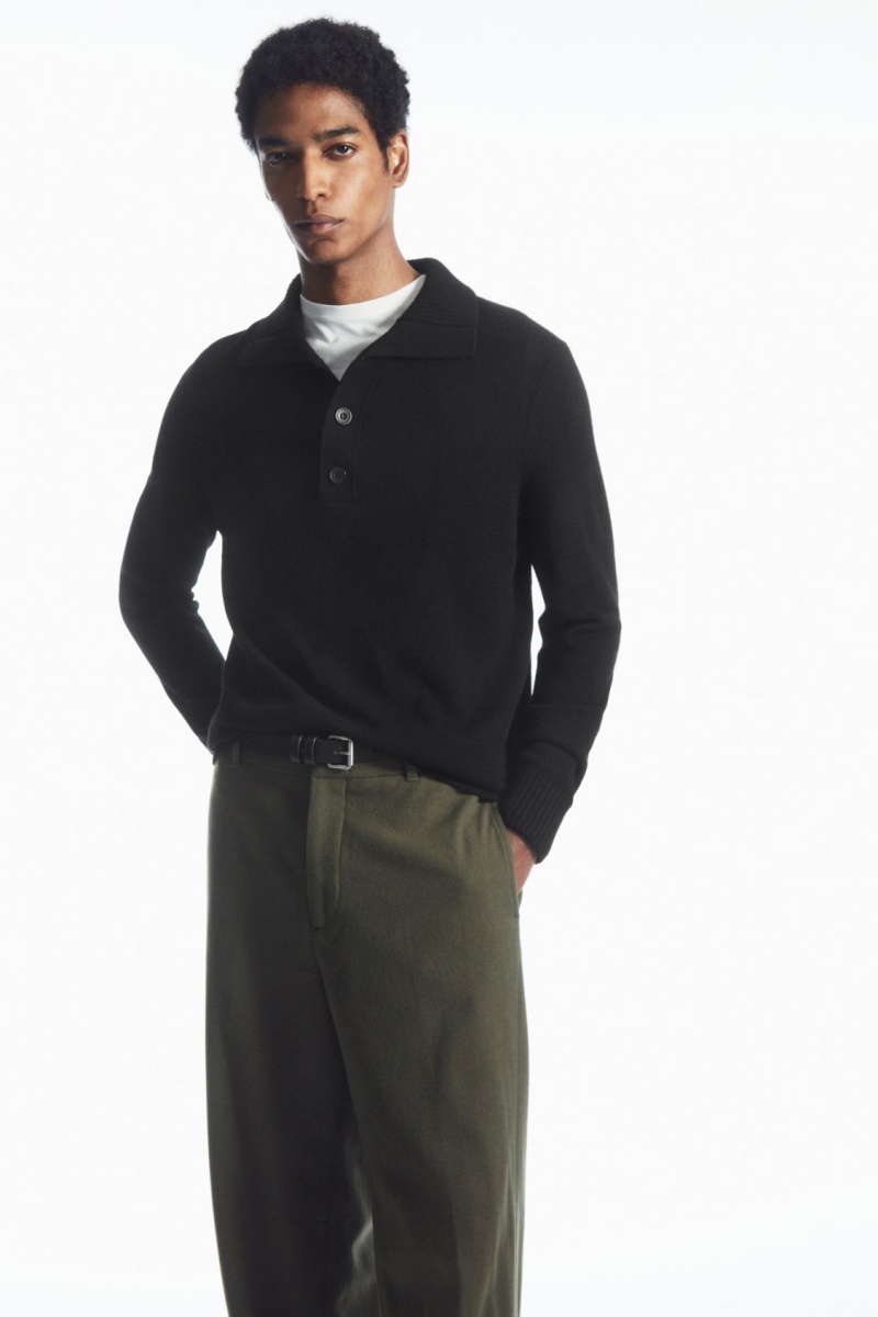 Men's COS Wool-Blend Relaxed Tailored Trousers Dark Green NZ-18XNGQZSB