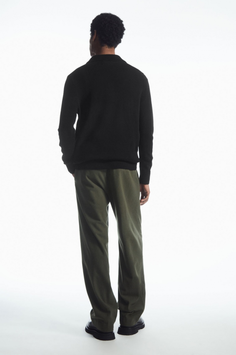 Men's COS Wool-Blend Relaxed Tailored Trousers Dark Green NZ-18XNGQZSB
