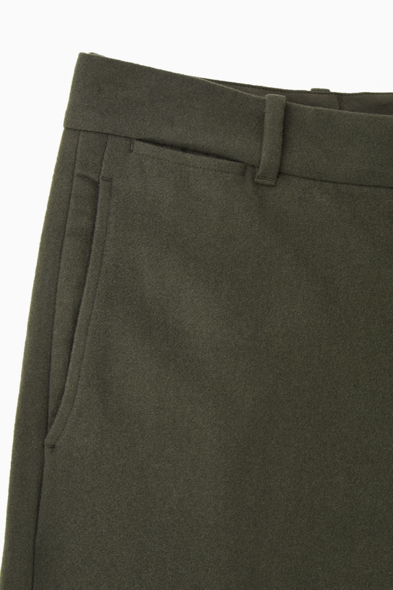 Men's COS Wool-Blend Relaxed Tailored Trousers Dark Green NZ-18XNGQZSB