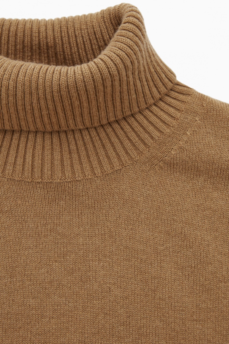 Men's COS Wool-Cashmere Turtleneck Sweaters Dark Beige NZ-16SDFBAJQ
