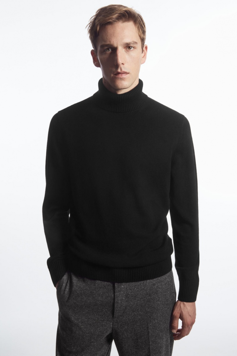 Men's COS Wool-Cashmere Turtleneck Sweaters Black NZ-25MFYZTHE