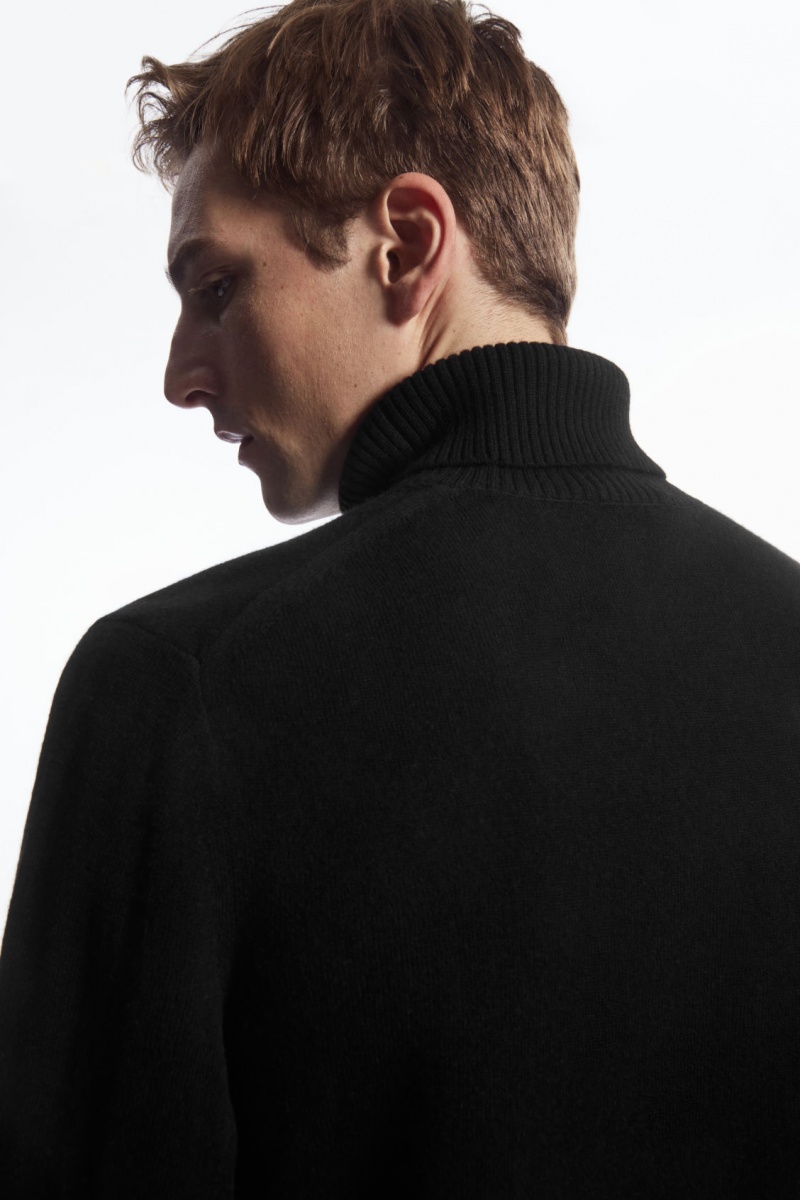 Men's COS Wool-Cashmere Turtleneck Sweaters Black NZ-25MFYZTHE