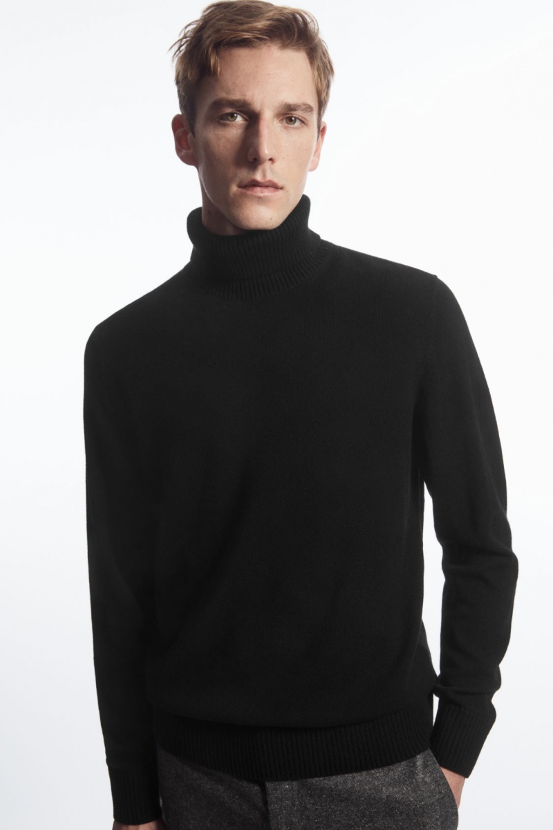 Men\'s COS Wool-Cashmere Turtleneck Sweaters Black NZ-25MFYZTHE