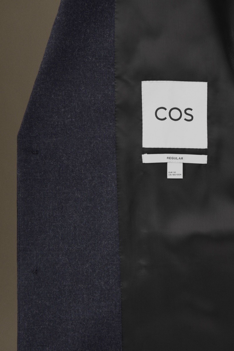 Men's COS Wool-Flannel Regular Blazer Navy NZ-68JRVBFES
