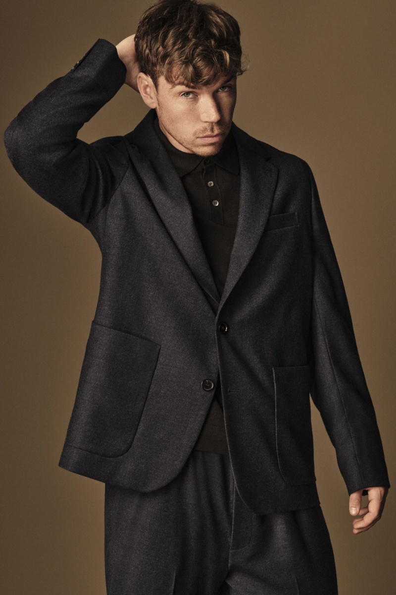 Men's COS Wool-Flannel Regular Blazer Navy NZ-68JRVBFES