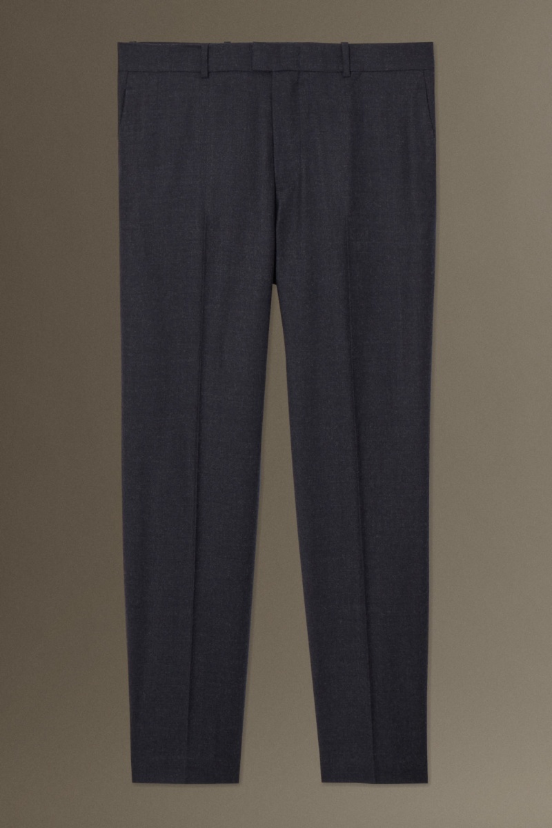 Men's COS Wool-Flannel Straight Pants Navy NZ-30WTKMCLI