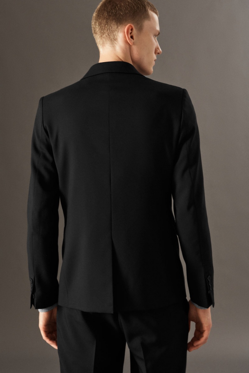 Men's COS Wool-Hopsack Slim Blazer Black NZ-60QXKJGWY
