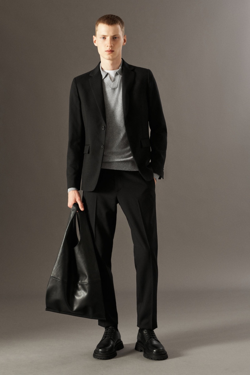 Men's COS Wool-Hopsack Slim Blazer Black NZ-60QXKJGWY