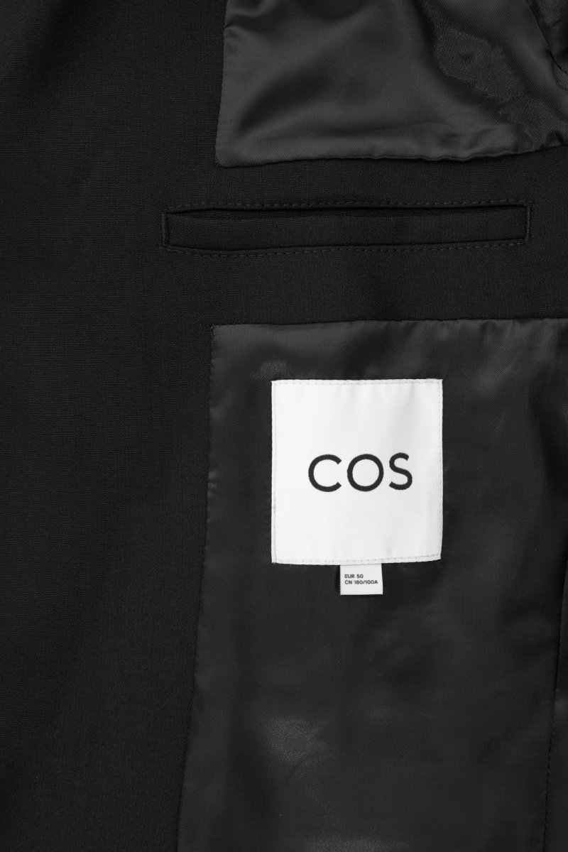 Men's COS Wool-Hopsack Slim Blazer Black NZ-60QXKJGWY