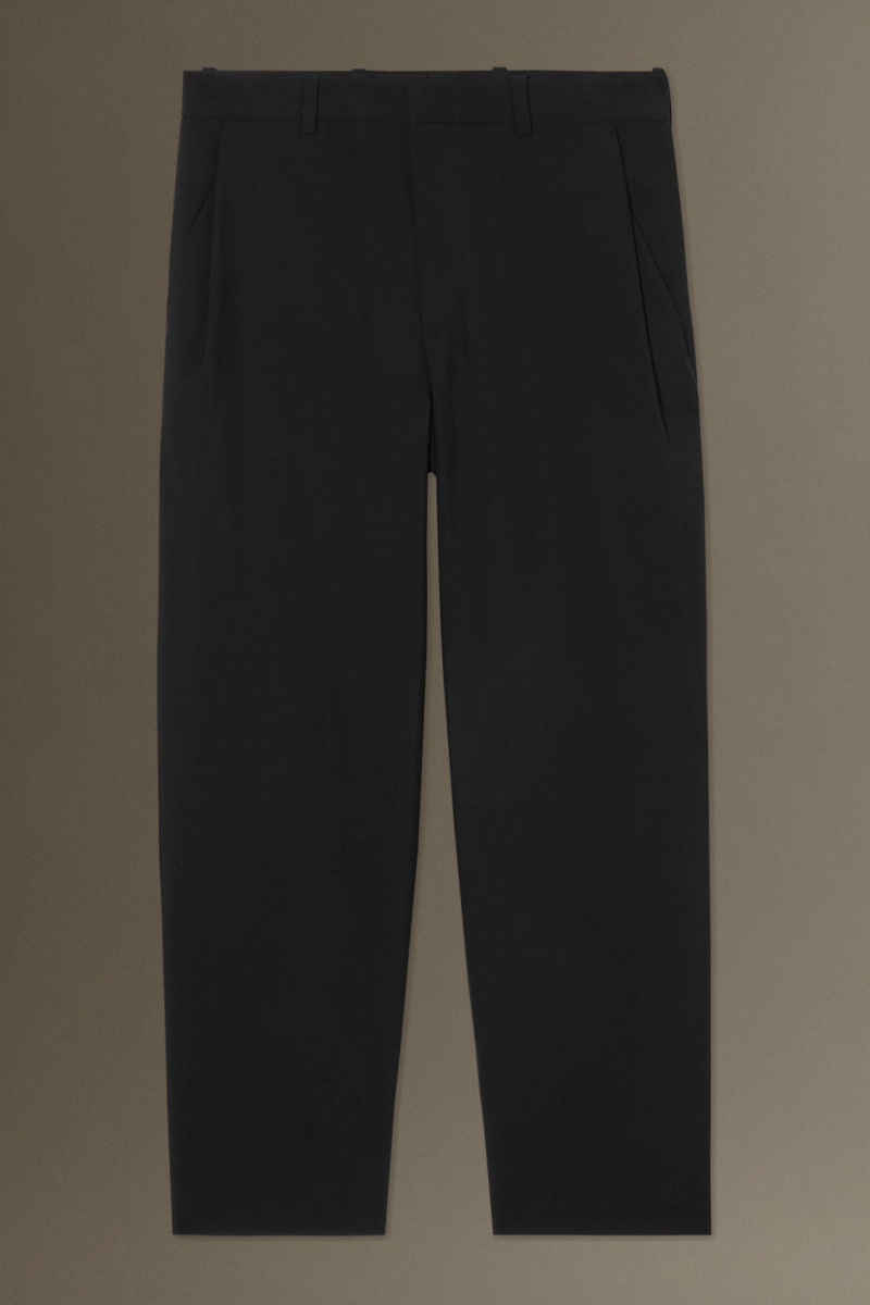 Men's COS Wool-Hopsack Wide Pants Black NZ-01WKSOJNH