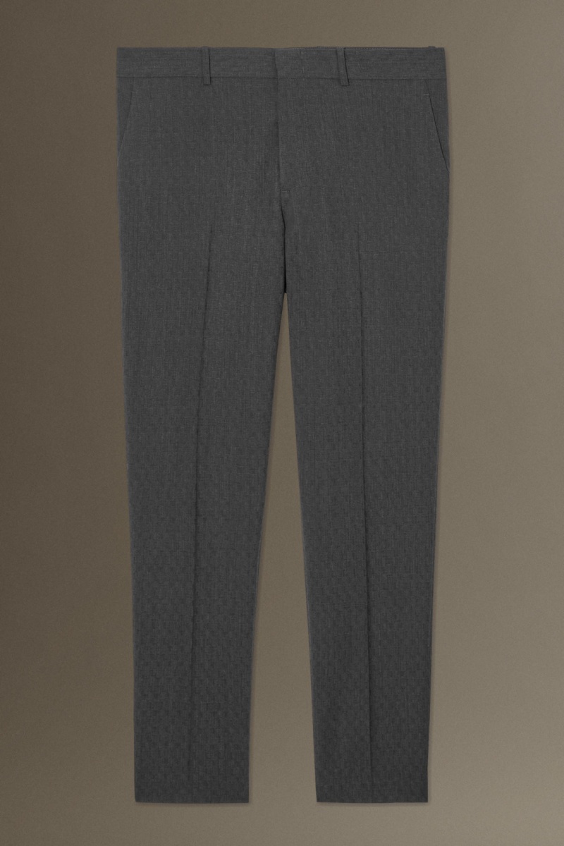 Men's COS Wool-Jacquard Slim Trousers Grey NZ-96BCXAOWD