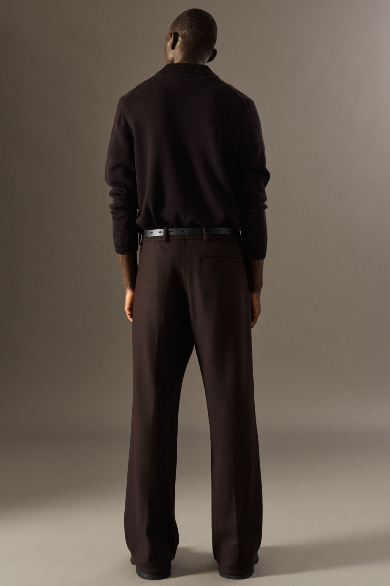 Men's COS Wool-Jersey Straight Pants Dark Brown NZ-56UFQEIRS
