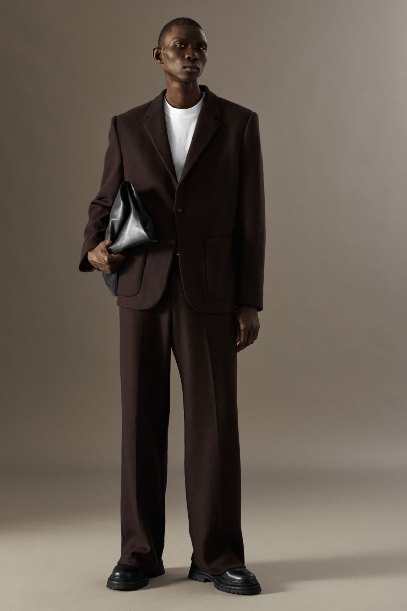 Men's COS Wool-Jersey Straight Pants Dark Brown NZ-56UFQEIRS