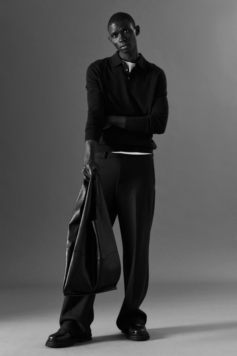 Men's COS Wool-Jersey Straight Trousers Navy NZ-60JAXZGYM