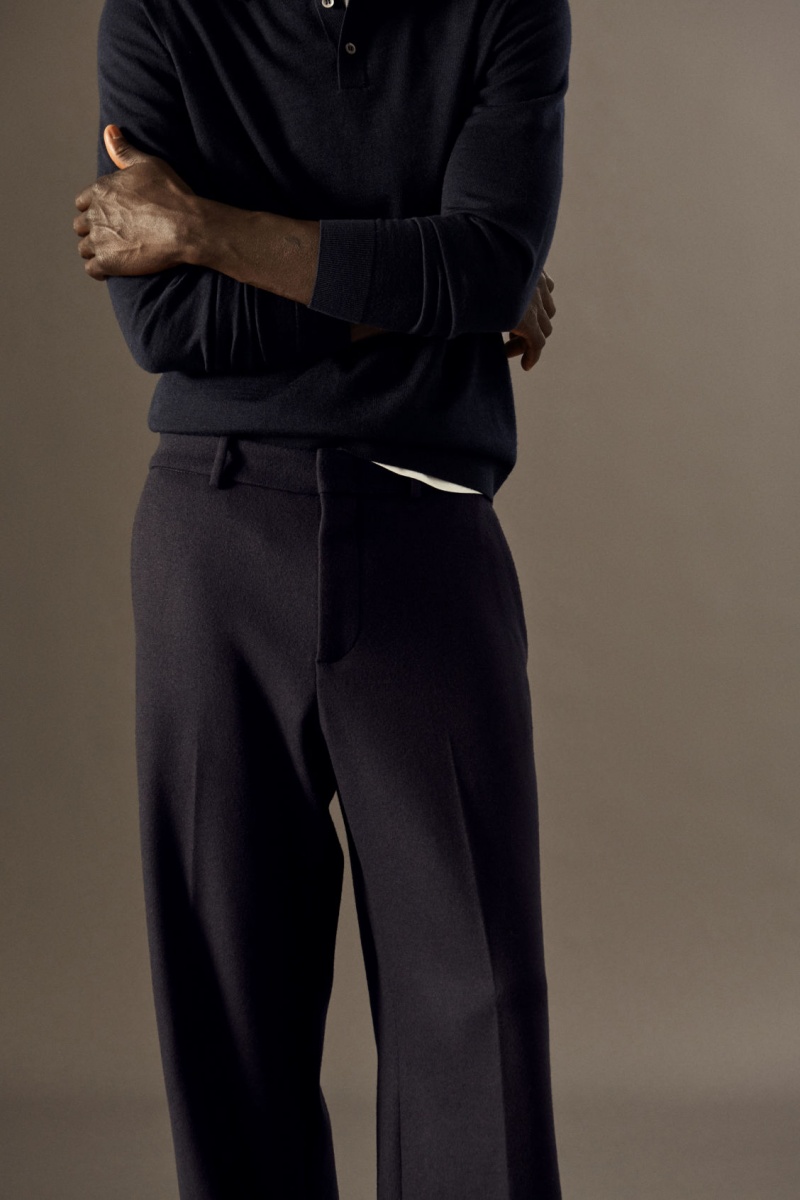 Men's COS Wool-Jersey Straight Trousers Navy NZ-60JAXZGYM