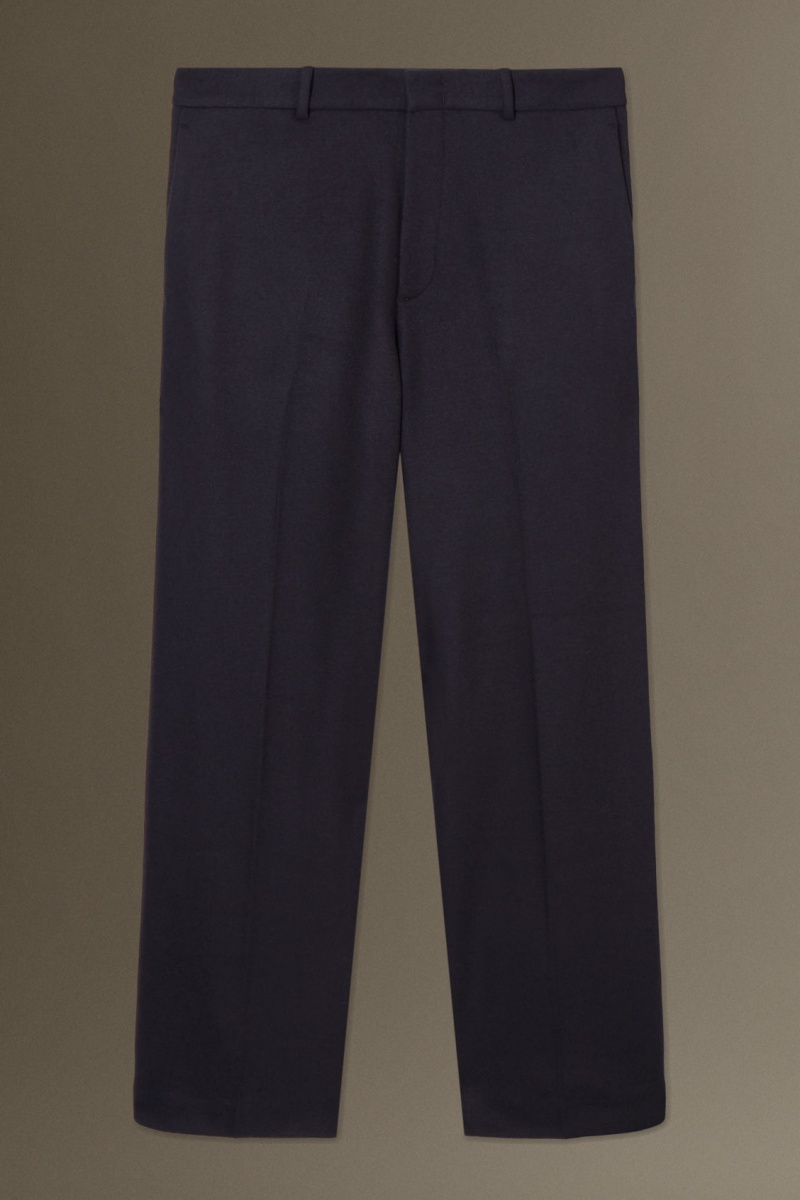 Men's COS Wool-Jersey Straight Trousers Navy NZ-60JAXZGYM