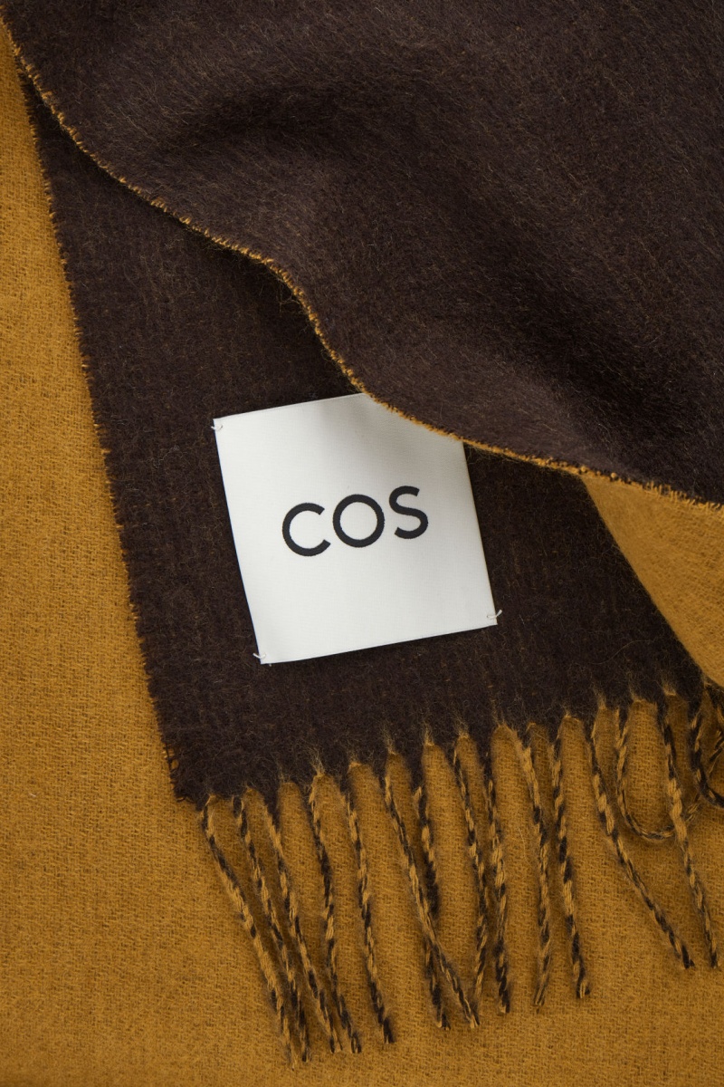 Men's COS Wool And Cashmere-Blend Fringed Scarf Dark Brown NZ-62TEZXBPN