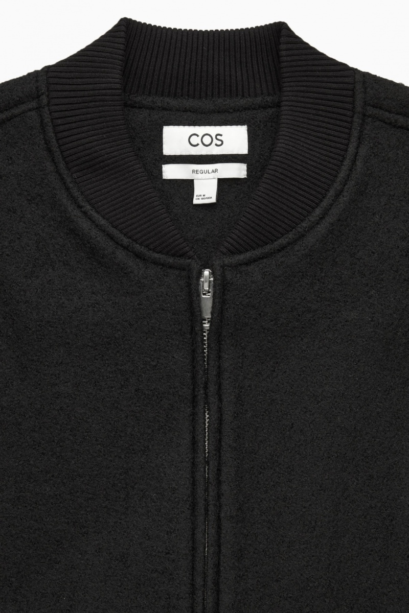 Men's COS Wool Bomber Jackets Black NZ-35GZMAJDC