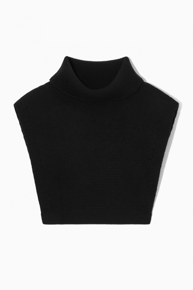 Men's COS Wool Rollneck Collar Vest Black NZ-98CSXBLEH