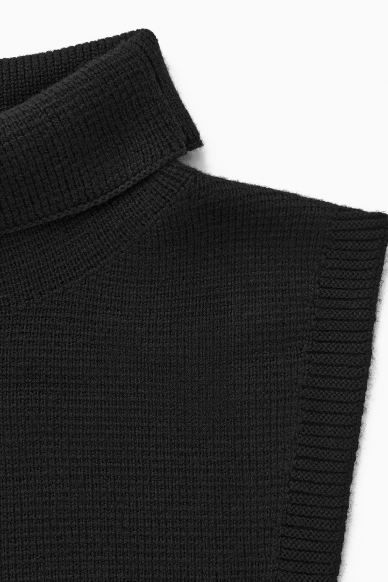 Men's COS Wool Rollneck Collar Vest Black NZ-98CSXBLEH