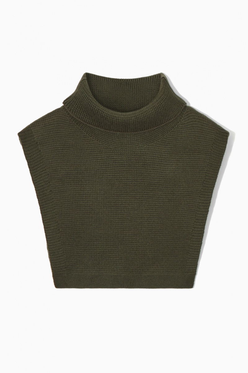 Men's COS Wool Rollneck Collar Vest Dark Khaki NZ-58XPQHWKB
