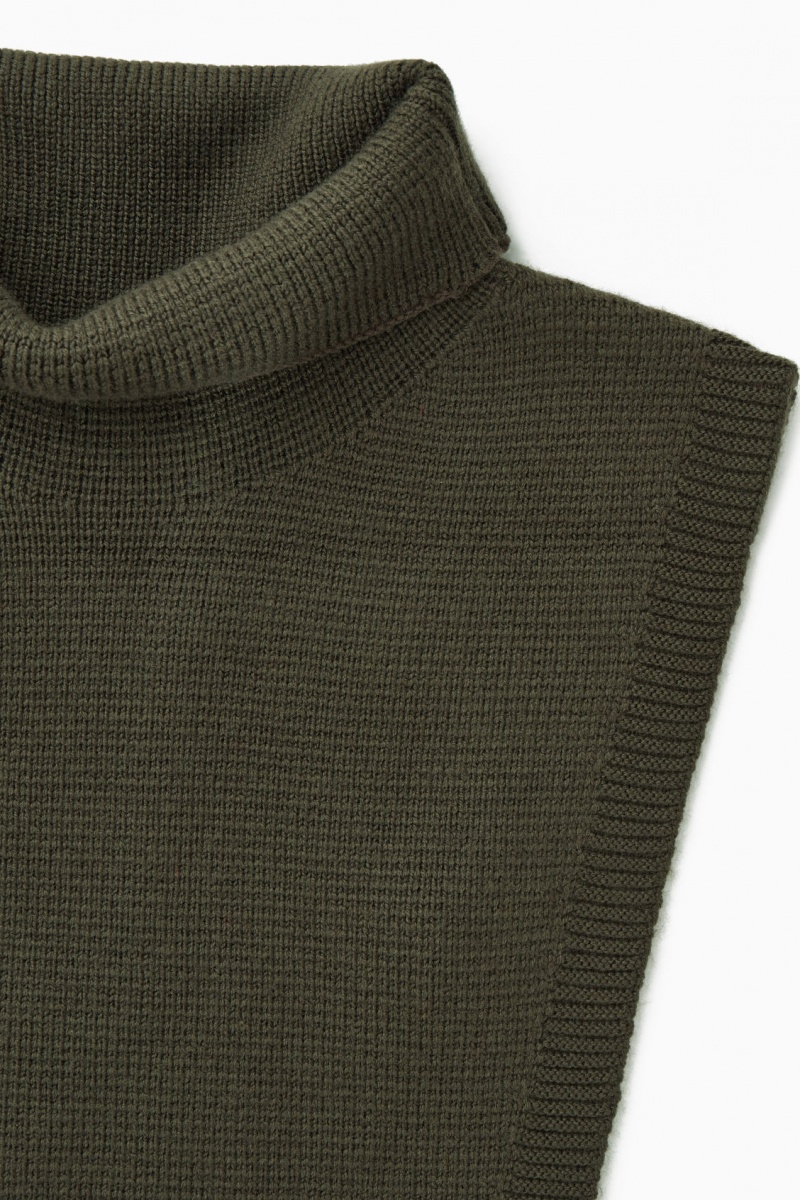 Men's COS Wool Rollneck Collar Vest Dark Khaki NZ-58XPQHWKB