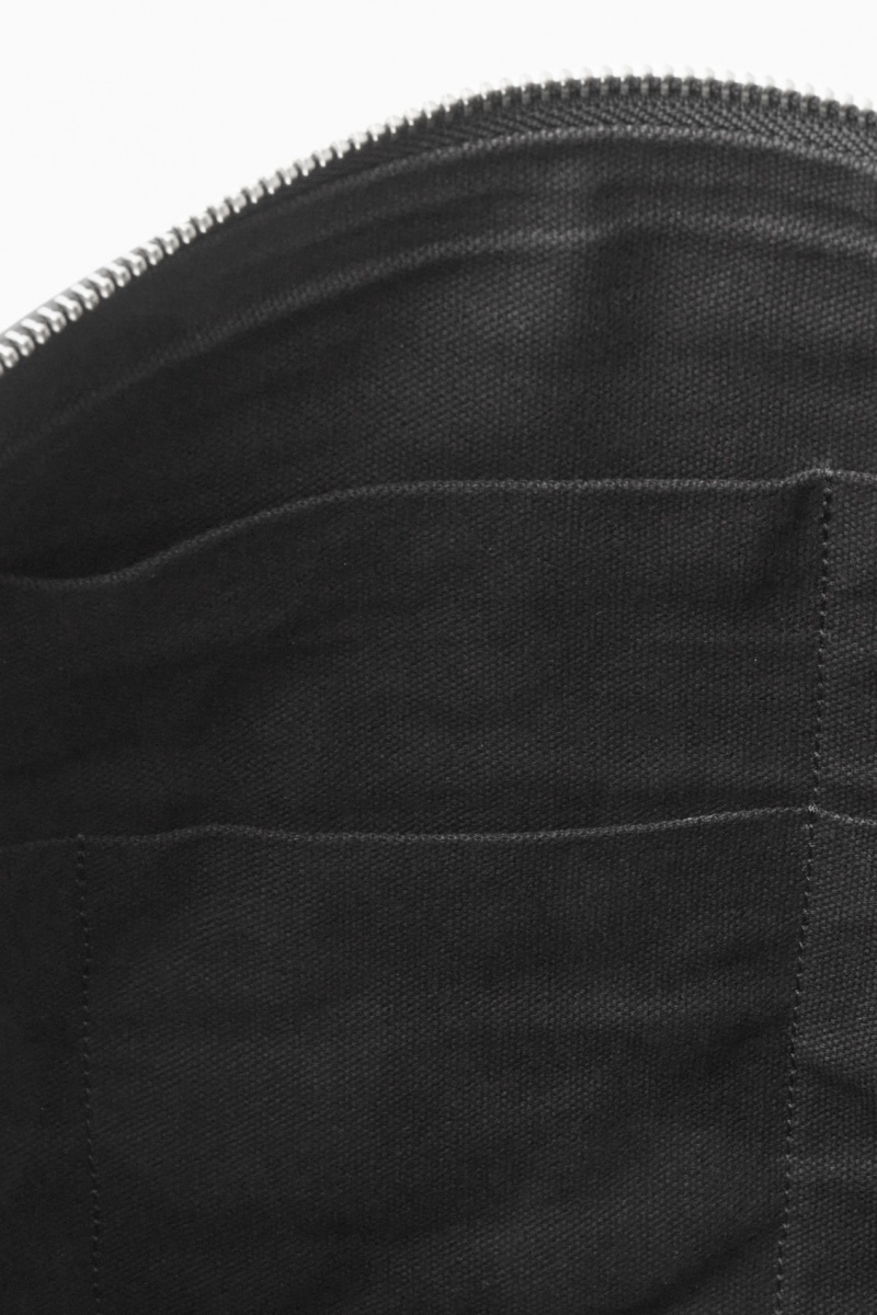 Men's COS Zipped Folio Pouch Grained Leather Pouches Black NZ-40SCJRZTX