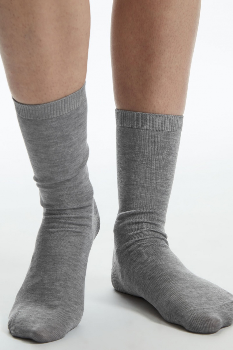 Women's COS 2-Pack Mercerised Cotton Socks Navy / Grey NZ-69PKILSYT