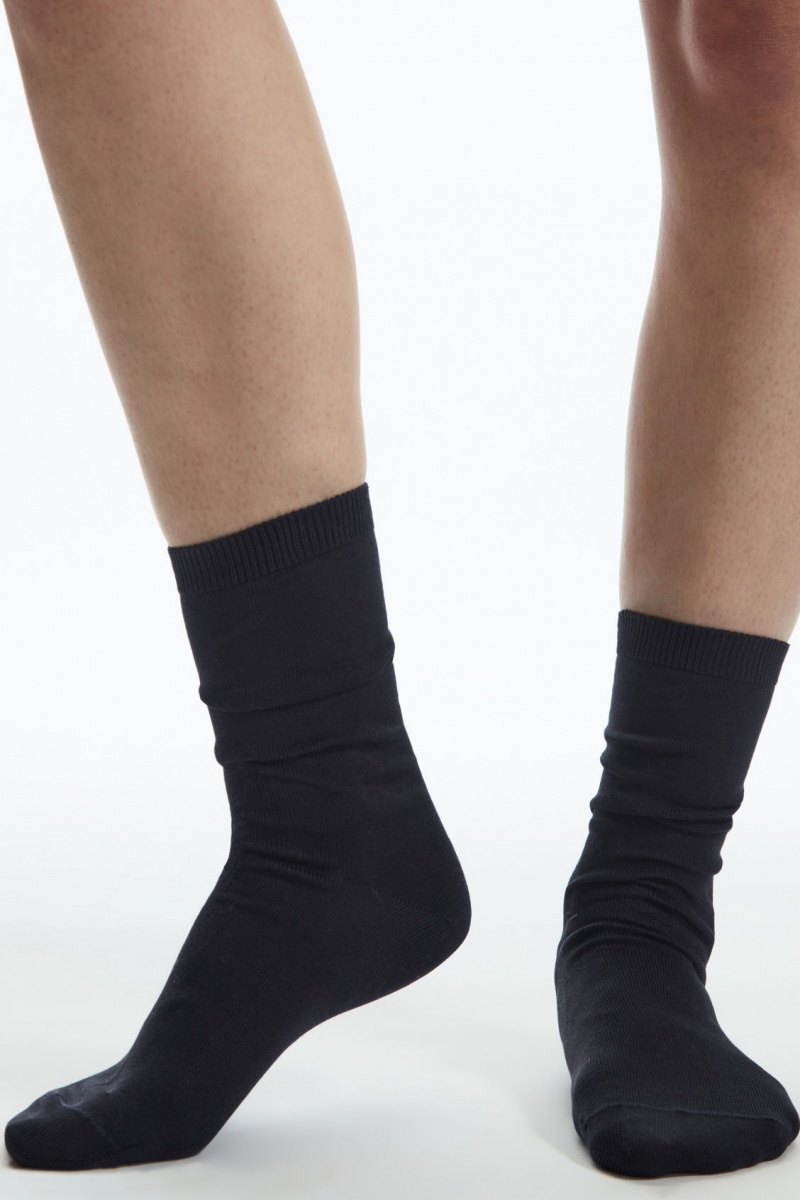 Women's COS 2-Pack Mercerised Cotton Socks Navy / Grey NZ-70FZDTWQB