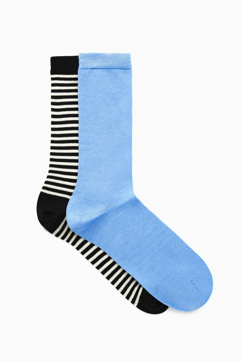 Women's COS 2-Pack Mercerised Cotton Socks Light Blue NZ-25CTINSYX