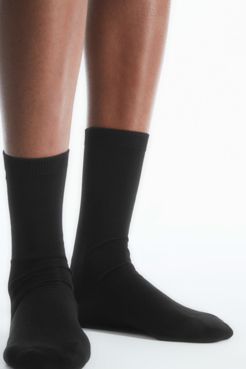 Women's COS 2-Pack Mercerized Cotton Socks Black / Pink NZ-73CKPJLXZ