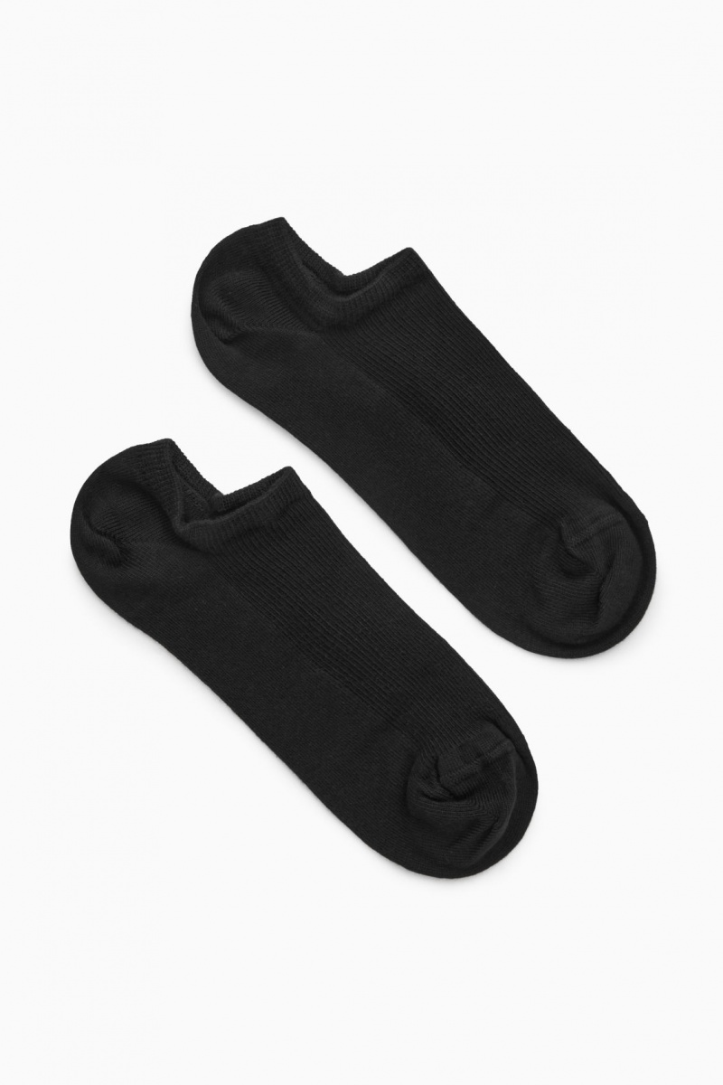 Women\'s COS 2-Pack Trainer Socks Black NZ-02PLNFMJZ