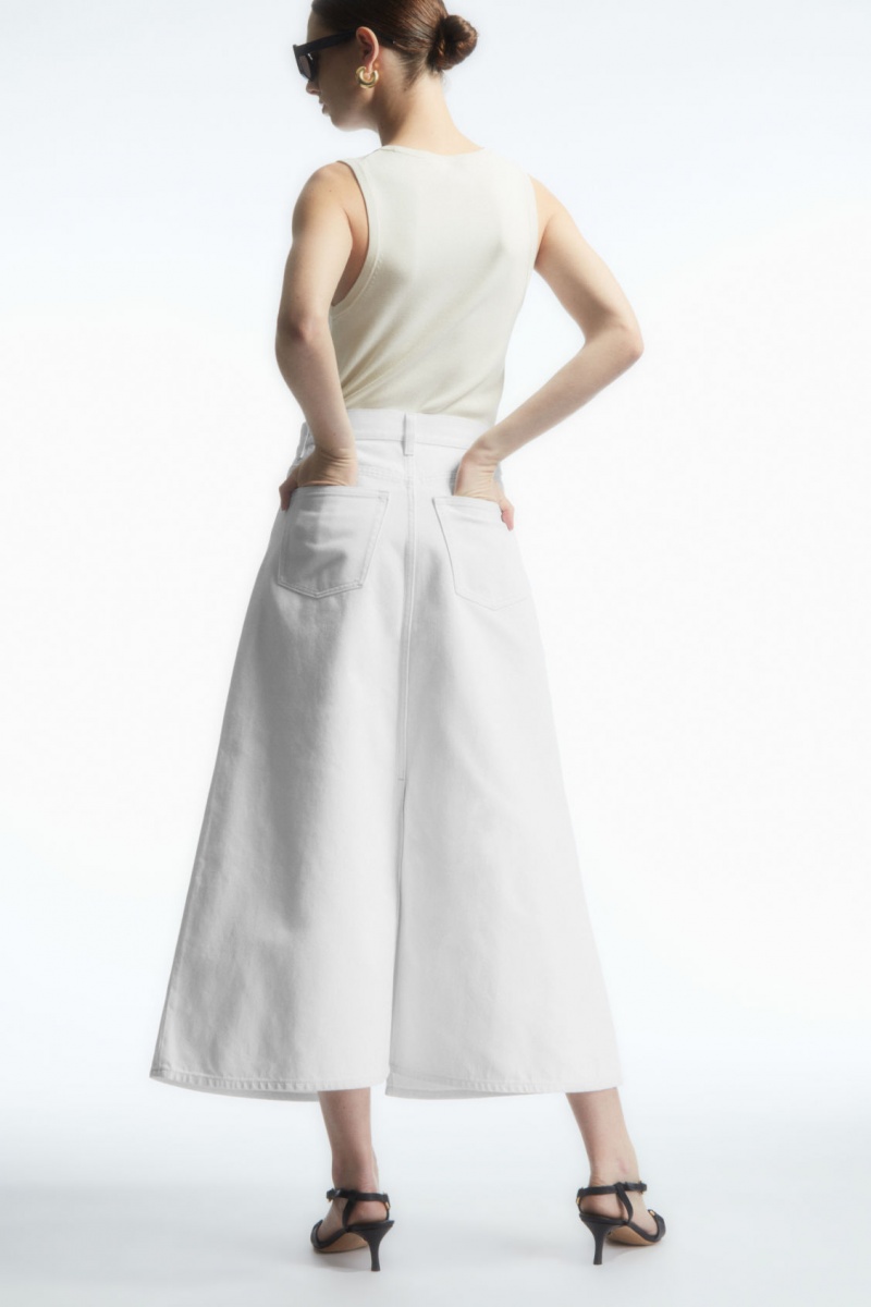 Women's COS A-Line Denim Midi Skirt White NZ-95NGIQTCL
