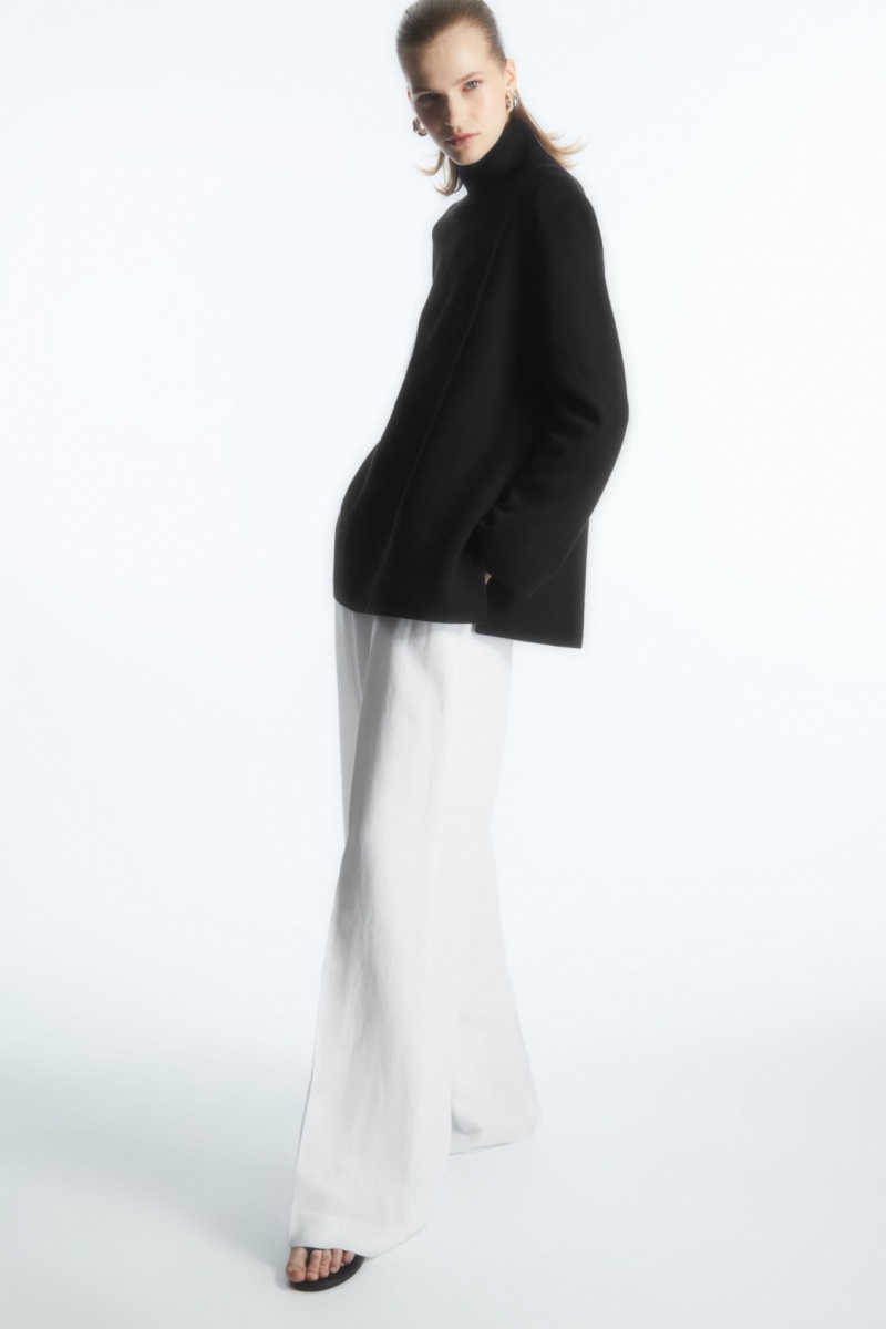 Women's COS A-Line Funnel-Neck Top Sweaters Black NZ-59UWLVKHI