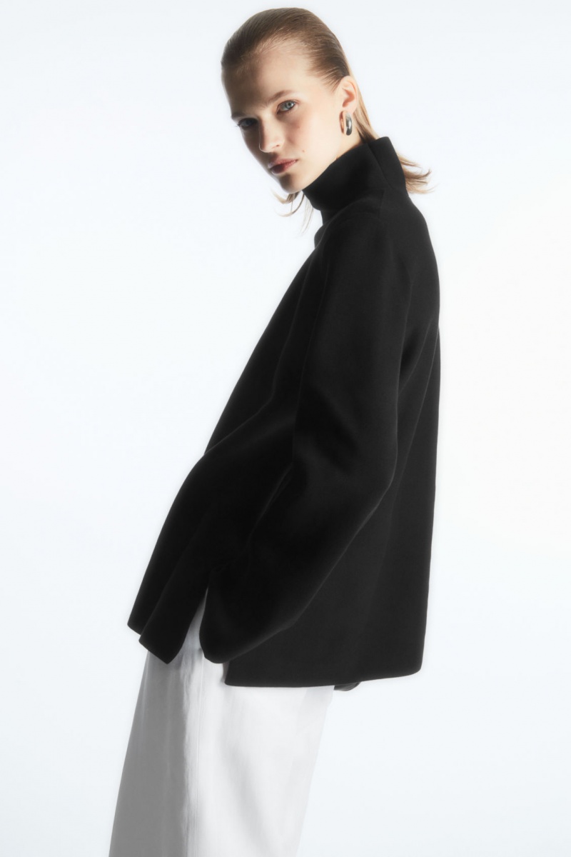 Women's COS A-Line Funnel-Neck Top Sweaters Black NZ-59UWLVKHI