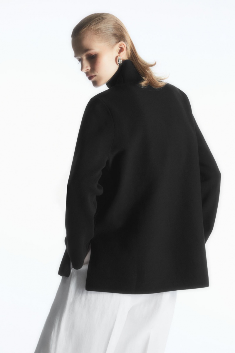 Women's COS A-Line Funnel-Neck Top Sweaters Black NZ-59UWLVKHI