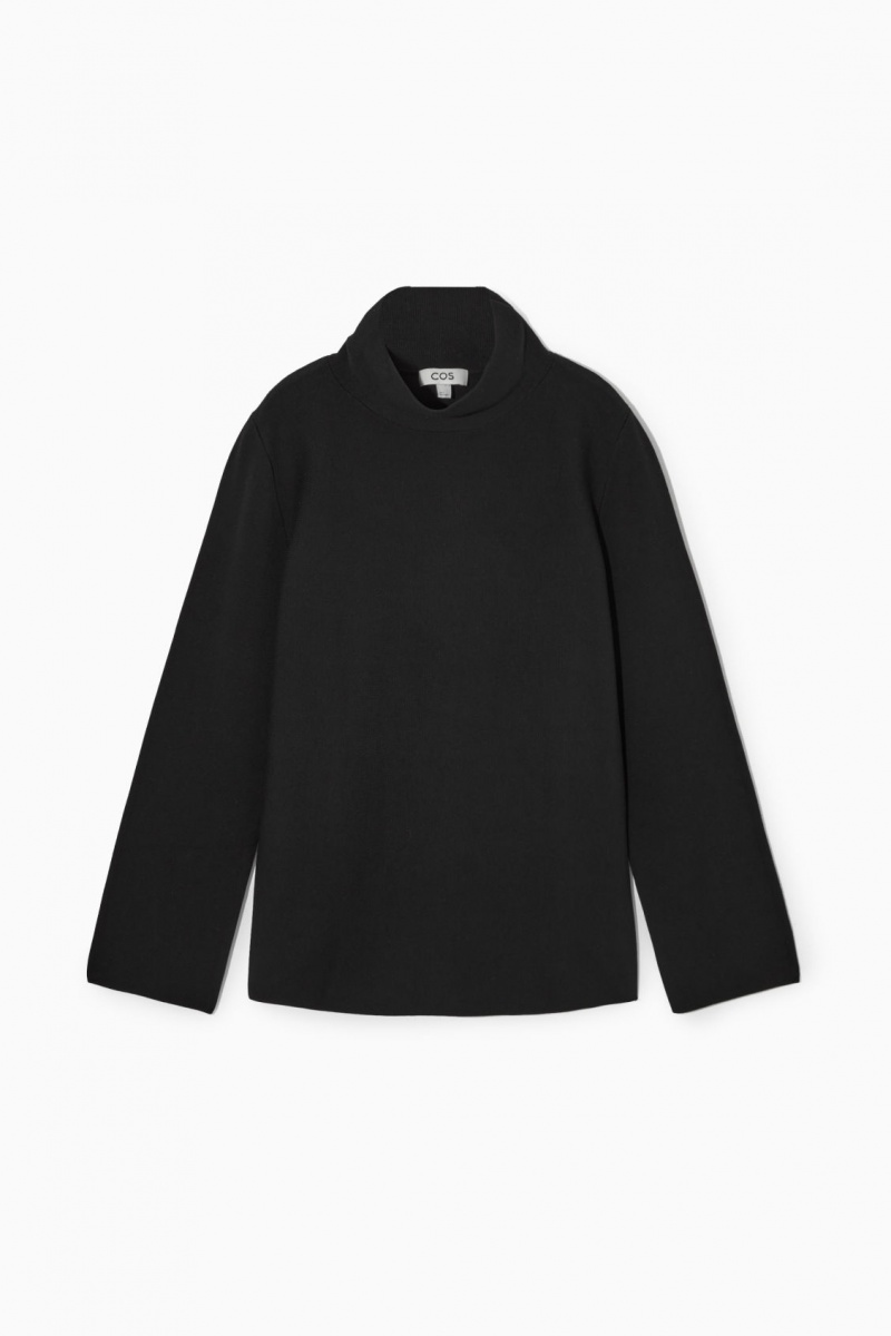 Women's COS A-Line Funnel-Neck Top Sweaters Black NZ-59UWLVKHI