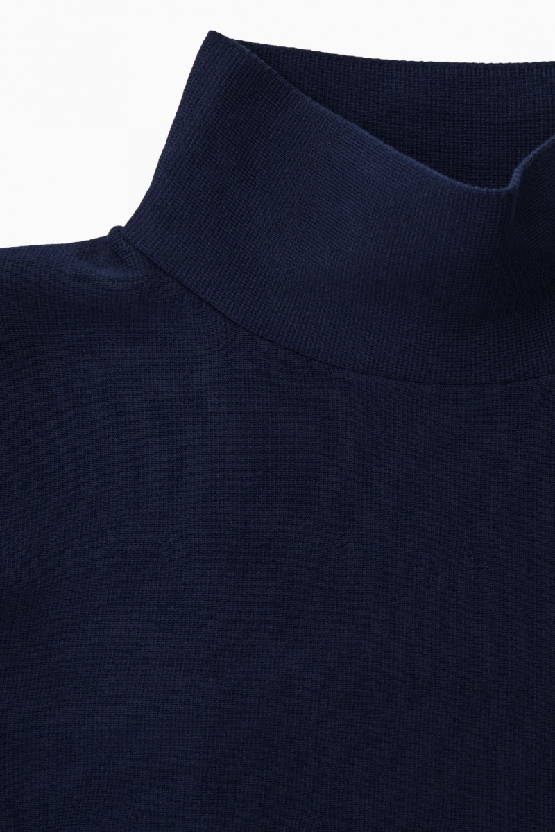 Women's COS A-Line Funnel-Neck Top Sweaters Navy NZ-62NCZALUS