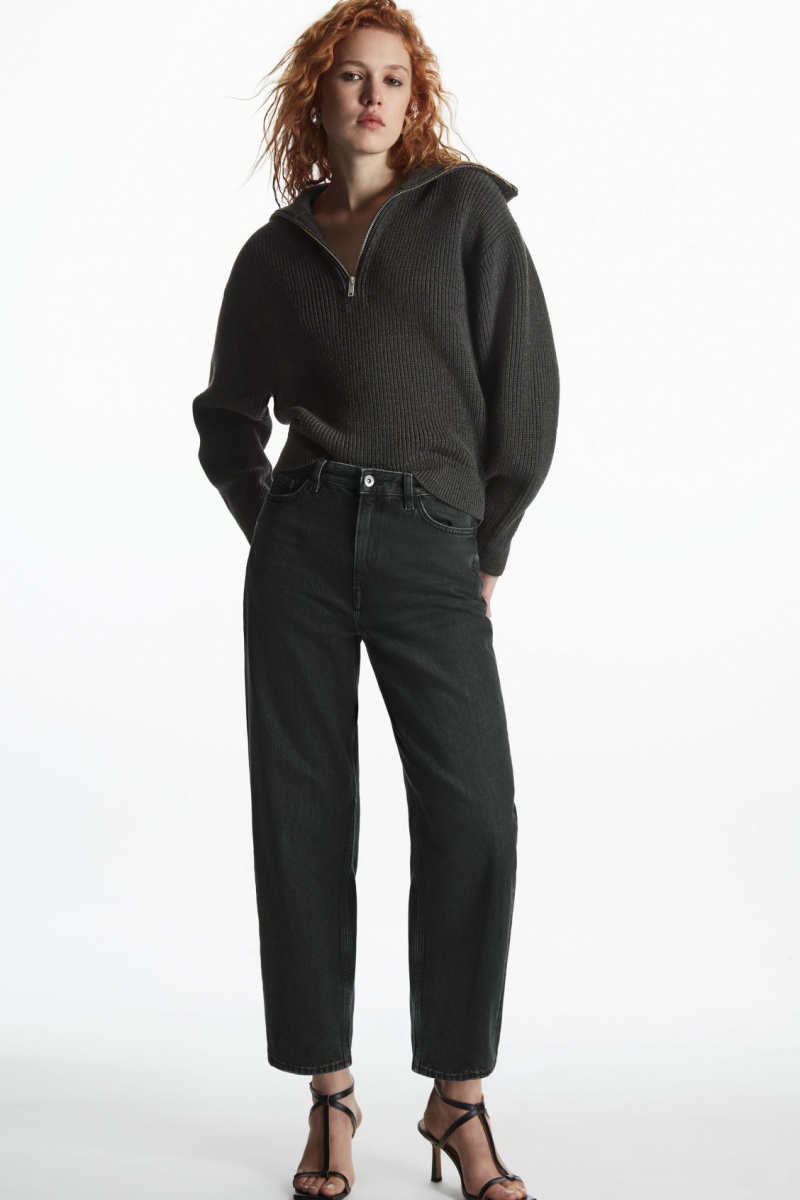 Women\'s COS Arch Tapered Jeans Black NZ-31OPHZEAX