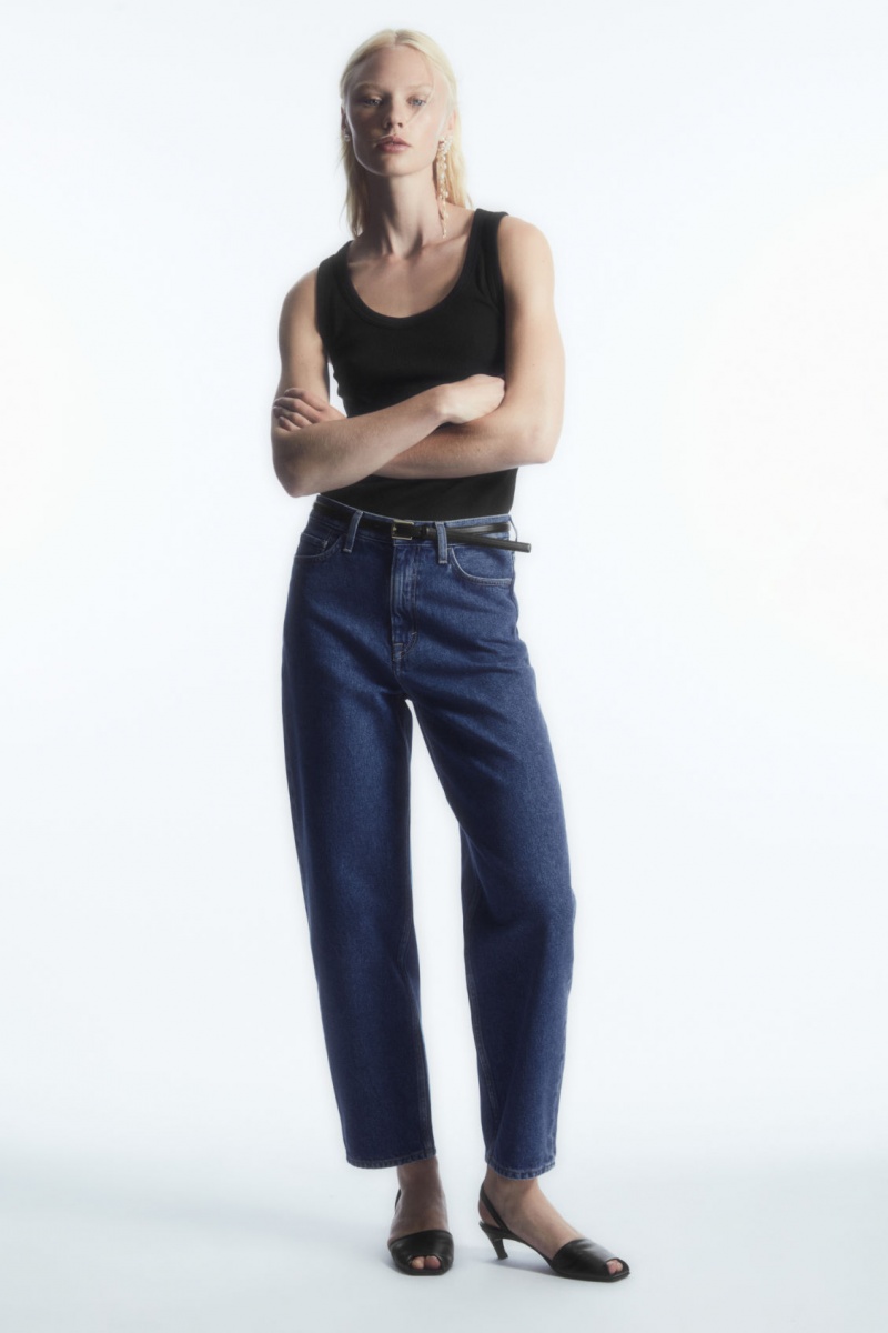 Women's COS Arch Tapered Jeans Dark Blue NZ-31COLXFMU