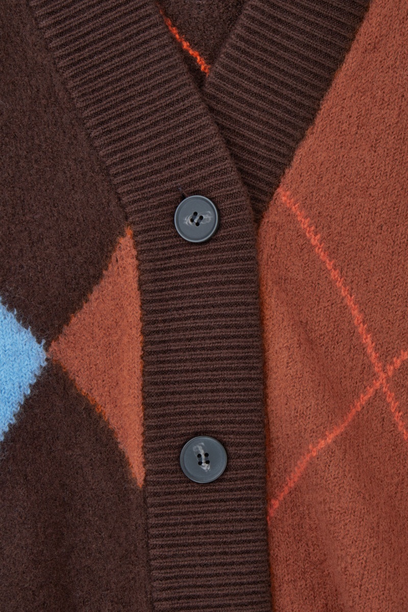 Women's COS Argyle Wool Cardigan Brown NZ-95QNGXUHI