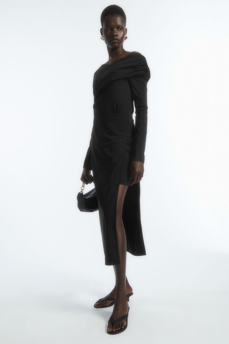 Women\'s COS Asymmetric Cutout Skirt Black NZ-89GRYLAQC