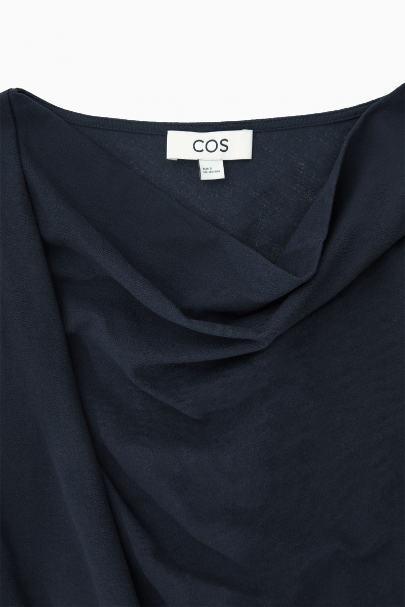 Women's COS Asymmetric Draped Sleeveless Tops Navy NZ-12IYGESBK
