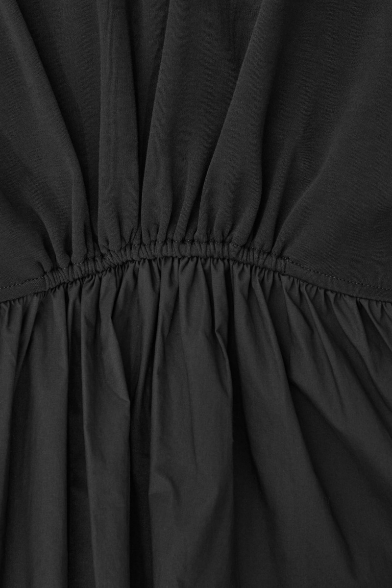 Women's COS Asymmetric Gathered-Waist Midi Dress Black NZ-94QCOSLMW