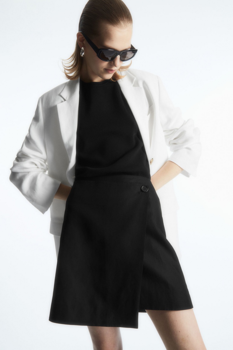 Women's COS Asymmetric Mini Wrap Skirt Black NZ-75JVEQGOT