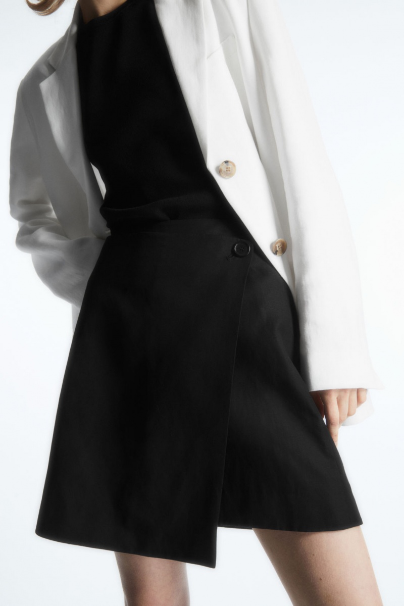 Women's COS Asymmetric Mini Wrap Skirt Black NZ-75JVEQGOT