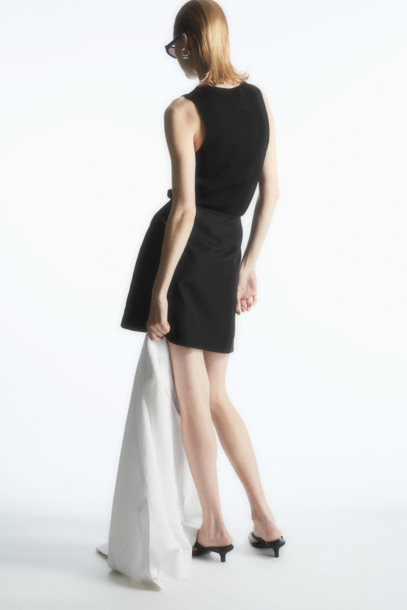 Women's COS Asymmetric Mini Wrap Skirt Black NZ-75JVEQGOT