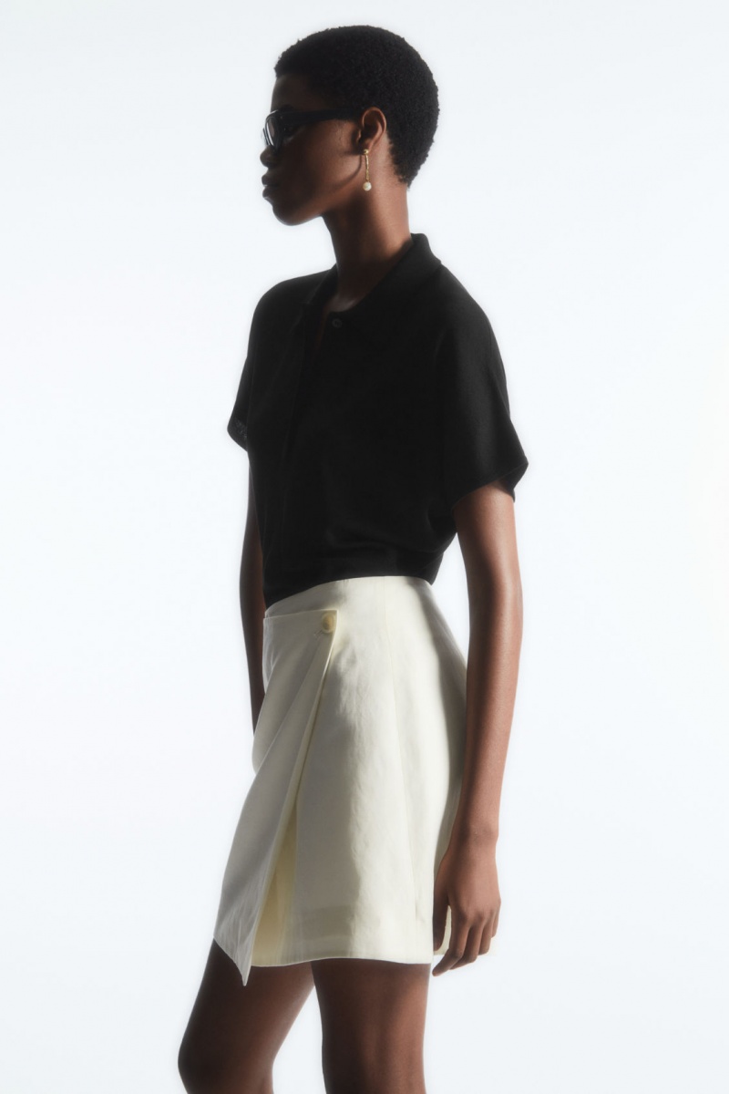 Women's COS Asymmetric Mini Wrap Skirt White NZ-29NSMCJPF