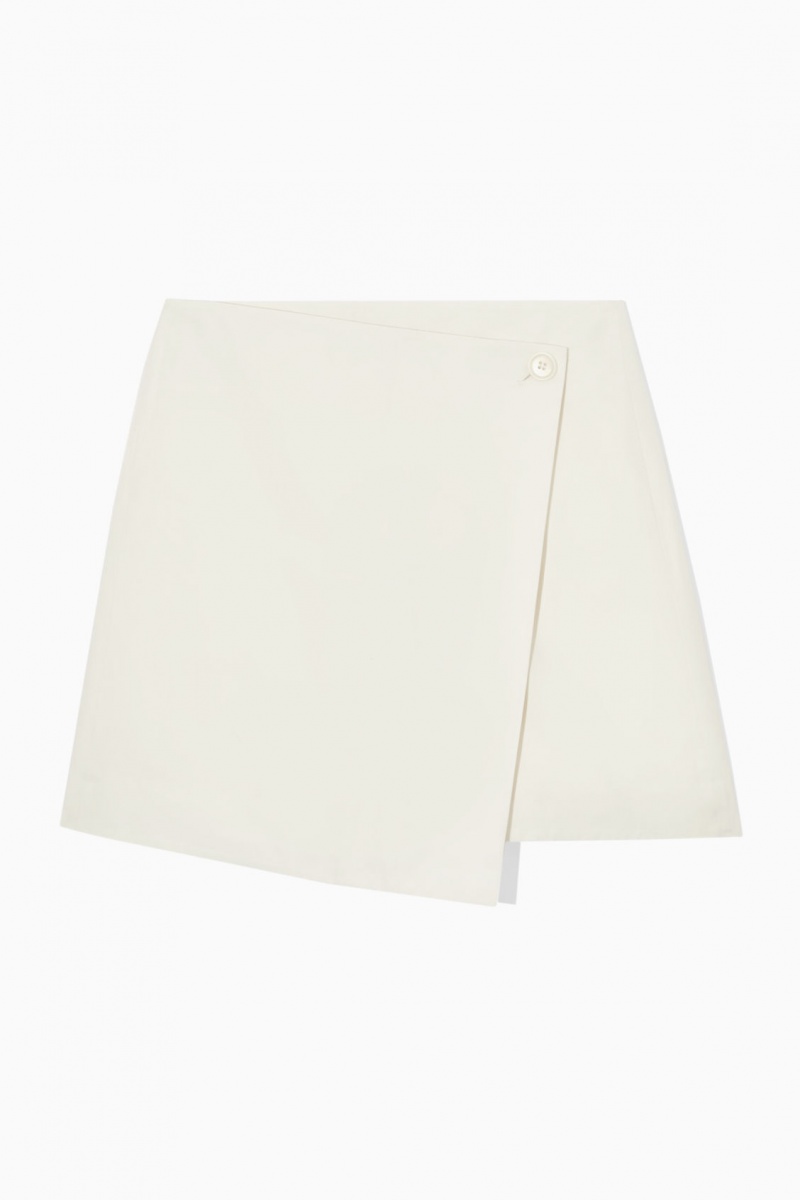 Women's COS Asymmetric Mini Wrap Skirt White NZ-29NSMCJPF