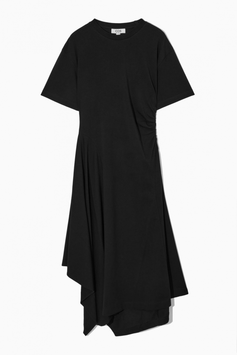 Women's COS Asymmetric T-Shirt Dress Black NZ-49PJTCHKX